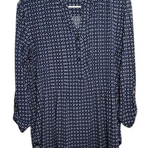Navy Blue Patterned Women's Top